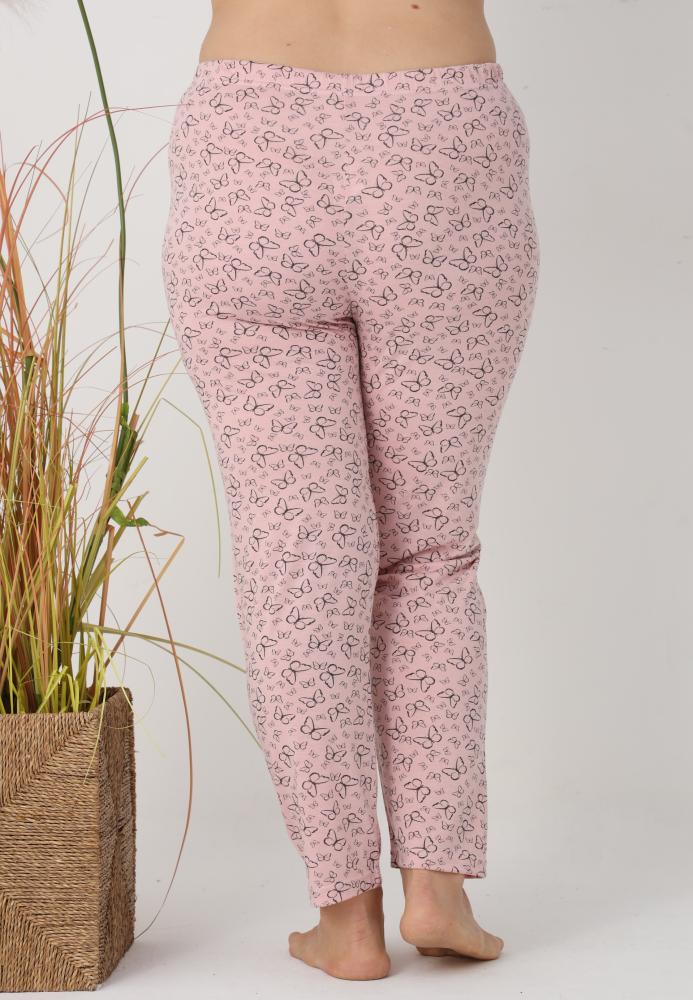 Pantaloni de Pijama Dama Lungi,Big Size,Culoare Roz cu Fluturas,Engros